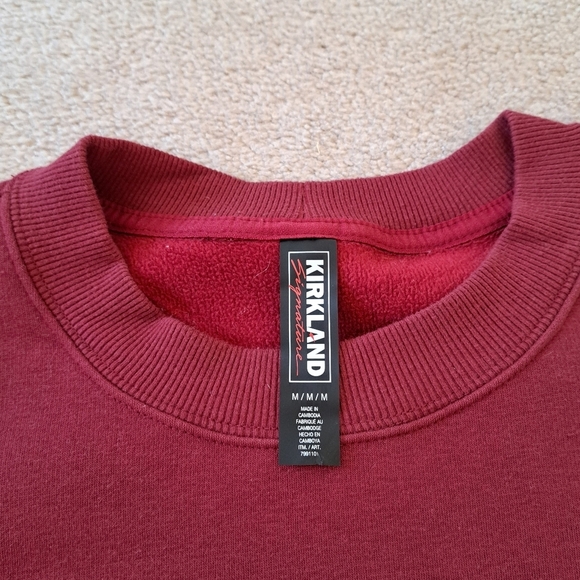 Kirkland Signature Sweatshirt Crewneck Cozy Fleece Lined Burgandy Medium - Picture 8 of 11